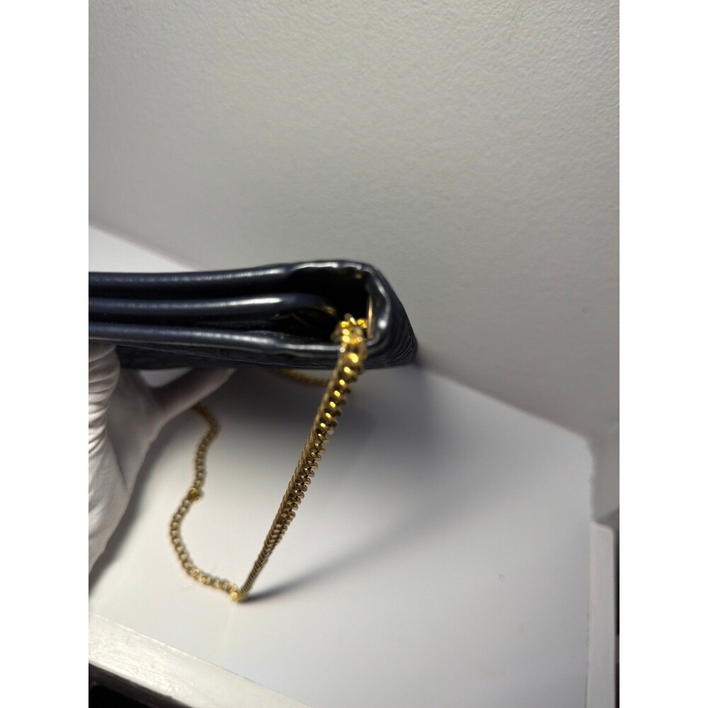 Vintage Christian Dior Navy Trotter mono canvas envelope bag w chain COA - Picture 8 of 13